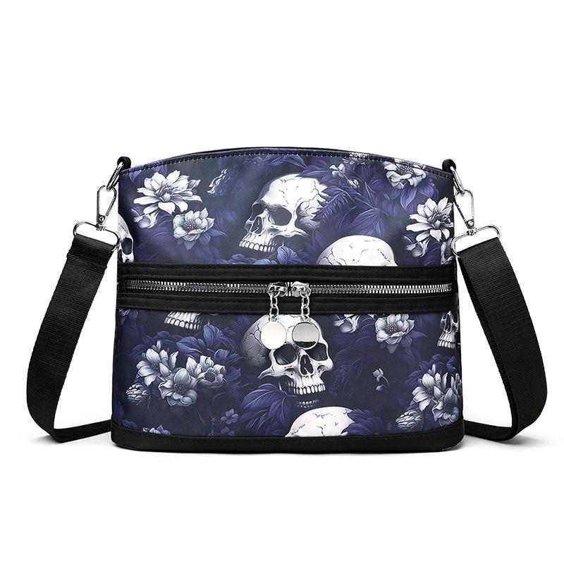 Bag Women's New Casual Commuter Skull Print Graffiti Shoulder Bag Fashionable Large Capacity Messenger Bag