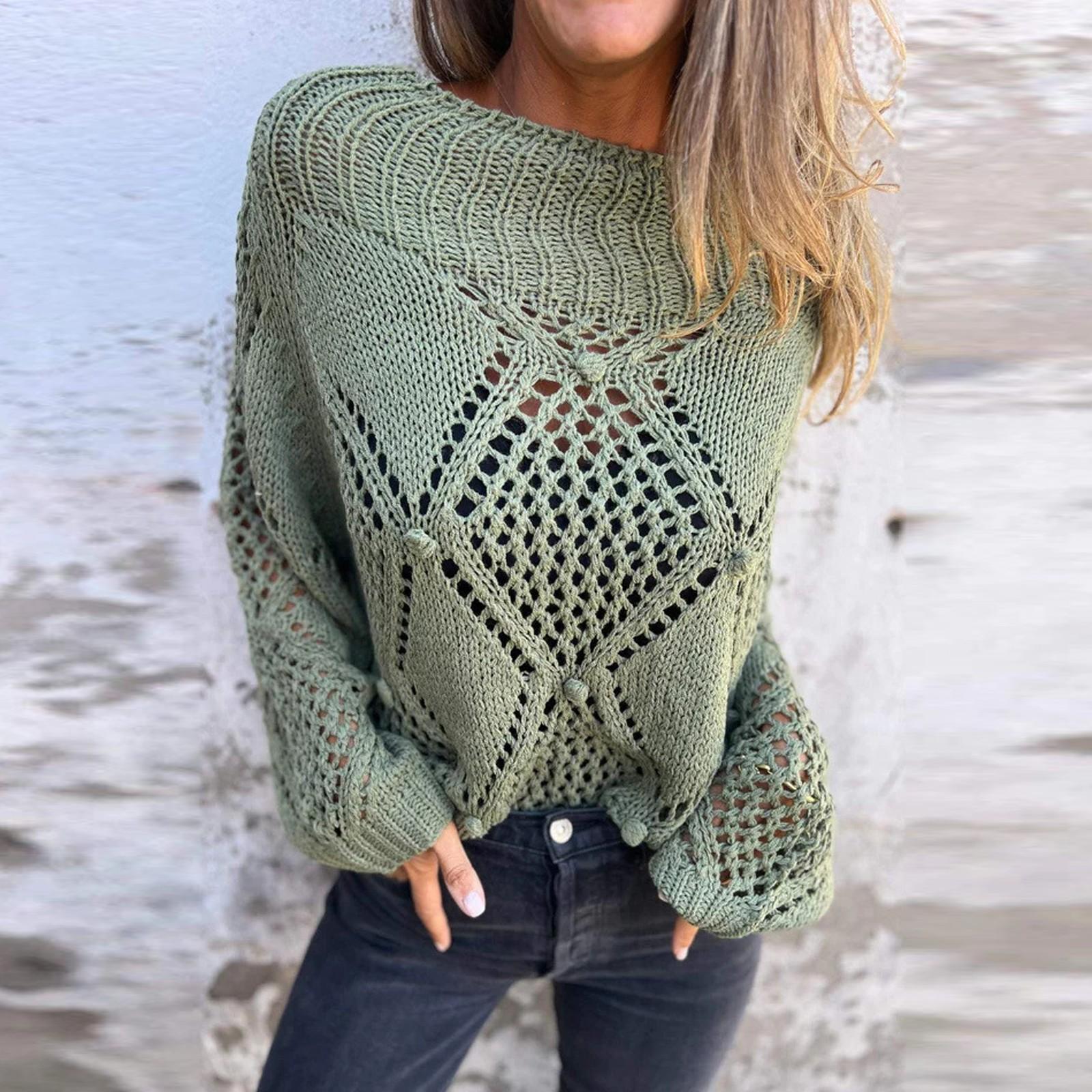 

Женские осенние свитера с длинным рукавом, свободные толстые трикотажные джемперы L зелёный