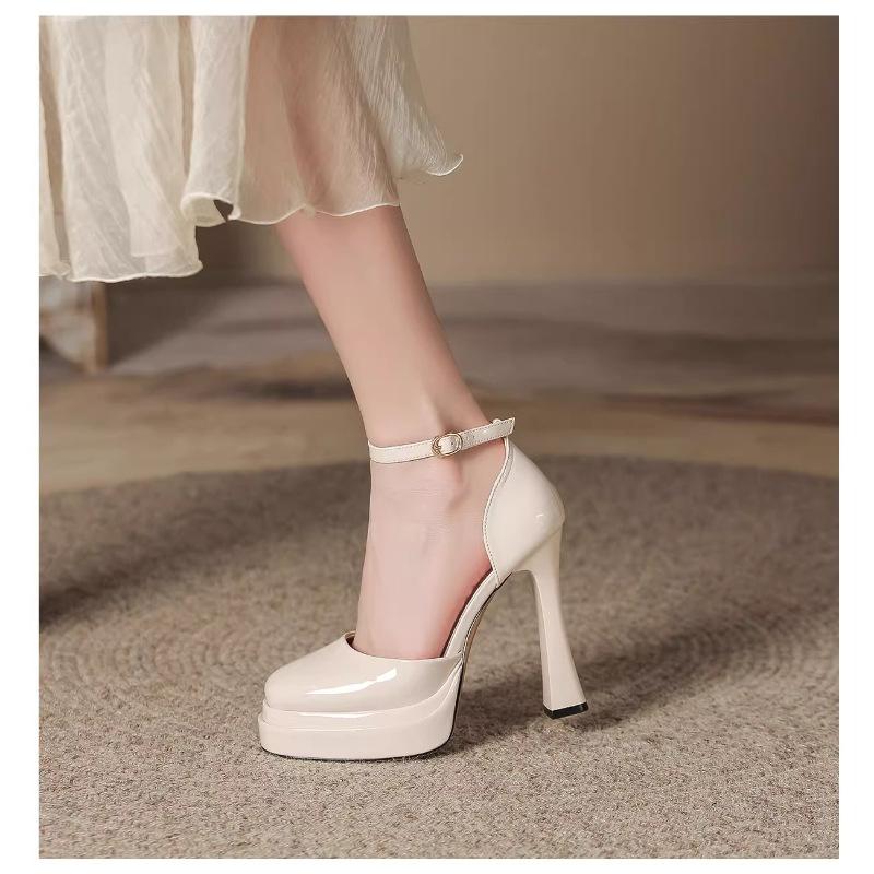 2025 French Mary Jane high heels wedding shoes waterproof table sexy super high heel Barbie shoes half bag head sandals women
