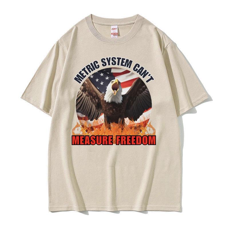 Лето 2025 Мем «Что такое километр?» Смешная метрическая система Не может измерить свободу Печатная футболка 100% Чистый хлопок Печатная футболка XL