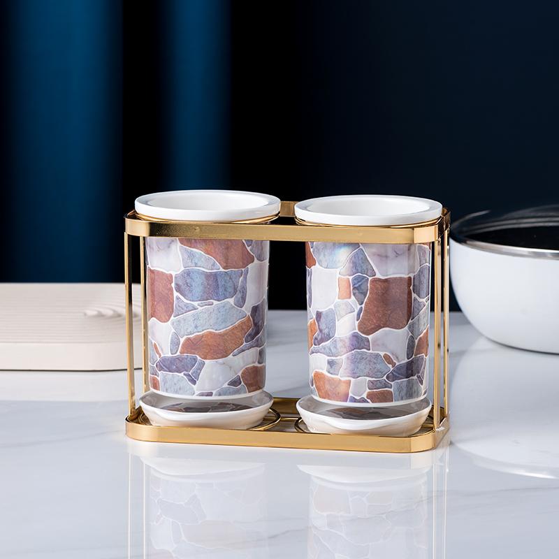 Rock Pattern Ceramic Chopstick Holder Home Tableware Storage Box Shelf Chopsticks Basket Drain Rack Storage Bottle Organizer