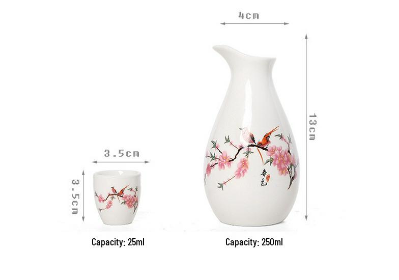 Deluxe Ceramic Wine Set: Heated Wine Pot & Six Baijiu Cups
