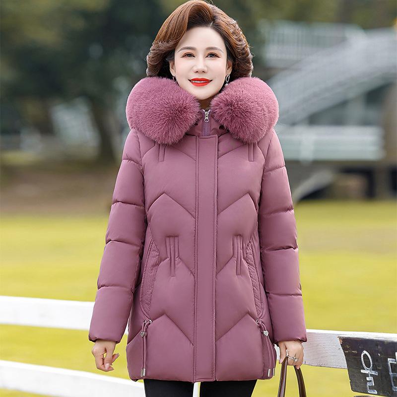 Autumn and winter new middle-aged and elderly padded clothes women's Chinese style large size mother padded jacket winter hooded jacket padded jacket