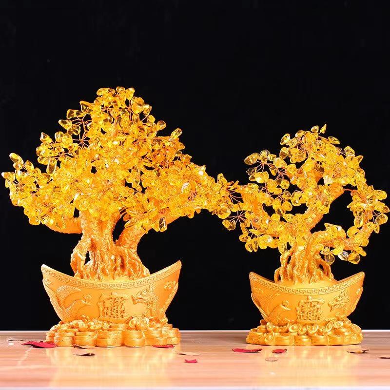 Citrine Money Tree Crystal Ornament - Home Decor & Fortune Gift