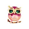 Enameled Pink Glasses Owl Brooches Cute Animal Pin Women Suit Coat Corsage Clothing Accessories