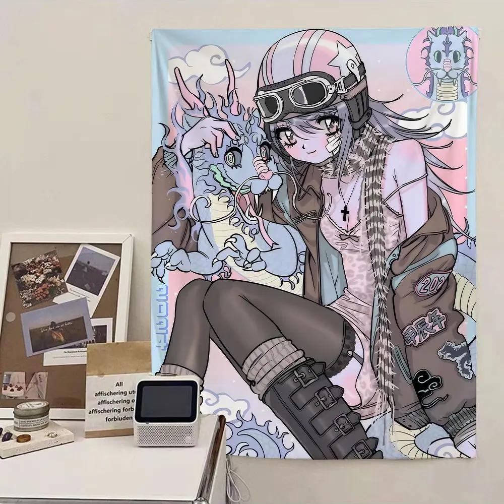 

2025 new Japanese anime girl Print Party Tapestry Student Dormitory Bedside Bedroom Decoration Hanging Rental House Tapestry 74x94cm(29x37in)