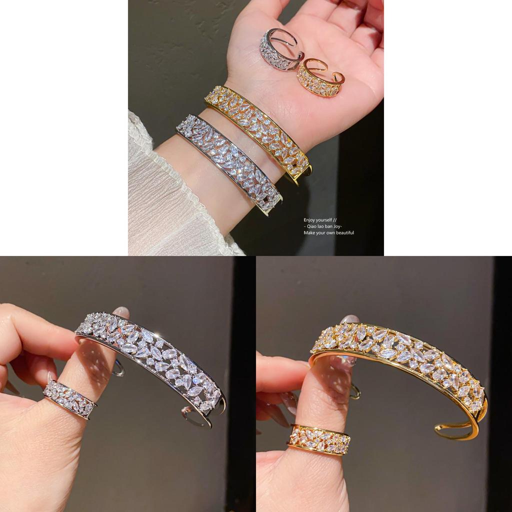 Elegante Bracciale Geometrico a Doppio Strato con Placcatura Oro e Argento per Accessori Donna
