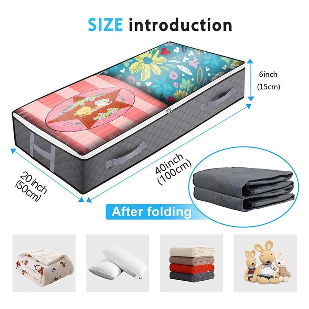 Vliesstoff Unterbett Steppdecke Aufbewahrungstasche Organizer Kleiderschrank Kleidung Staubdicht Feuchtigkeitsabweisend Abschlusstasche Faltbare Aufbewahrungsbox
