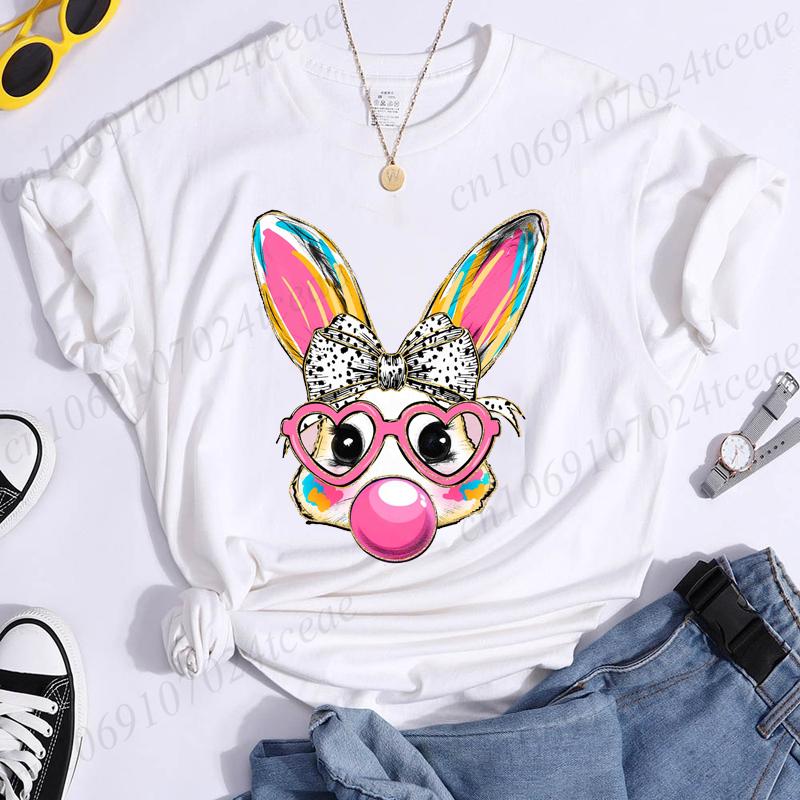 Coquette Bunny Print Women T-shirt Tshirt Summer Bunny Graphic Fashion Female T Shirts Woman Clothing Rabbit Cartoon Clothes