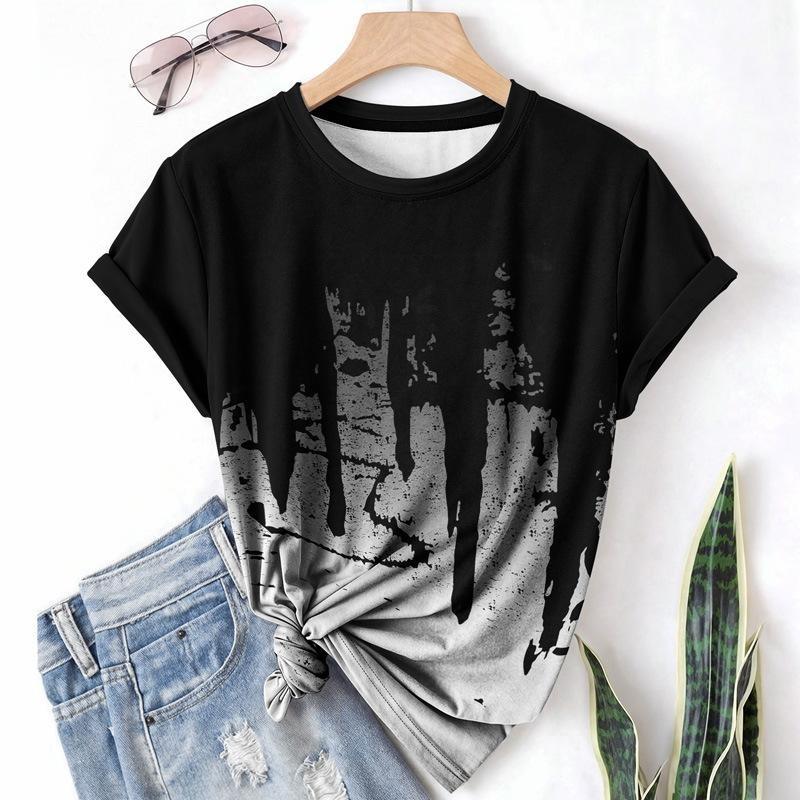 Fashion Casual Sports Women's T-shirt Summer Round Neck Outdoor Girl Short Sleeve Tees Top Pullover
