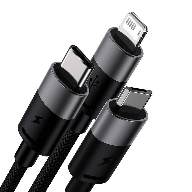 Câble de Charge Rapide Baseus Starspeed USB vers M+L+C 3.5A 0.6M(Noir)