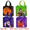 4pcs Halloween Theme Non-woven Cloth Gift Shopping Bag with Handle Reusable Pumpkin Bat Creative Trick or Treat Goodie Bags