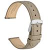 WOCCI Grace Series Genuine Leather Watch Band, 14mm, Top Grain Leather, Quick Release, Khaki/Silver Buckle