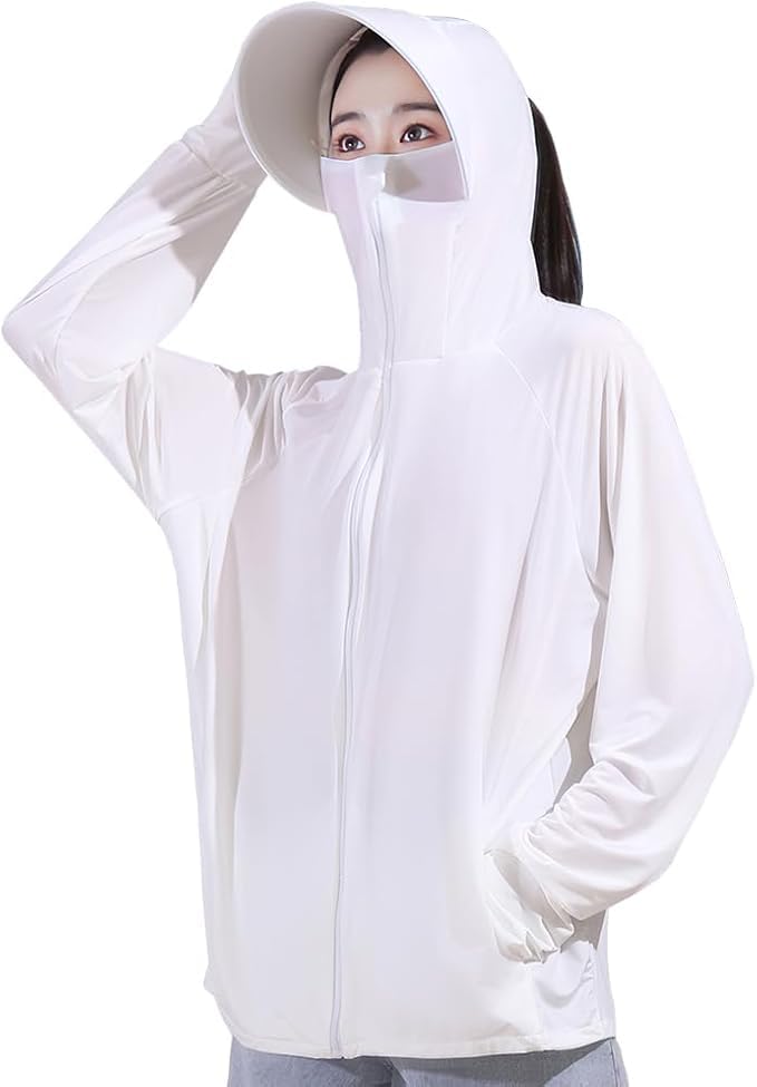 

Rash Guard UV Protection Hoodie Body Covering Hoodie Swimsuit Hooded Cool Cooling UV Protection Sunburn Prevention Outerwear Outdoor Beach Fleece белый