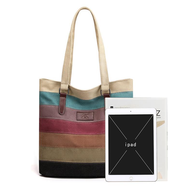 Borsa a Tote in Tela da Donna con Design a Patchwork e Chiusura con Cerniera per Uso Quotidiano