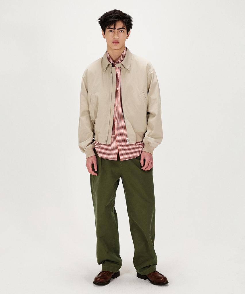 SHIRTER Cotton Drill Wide Chino Pants (Olive)