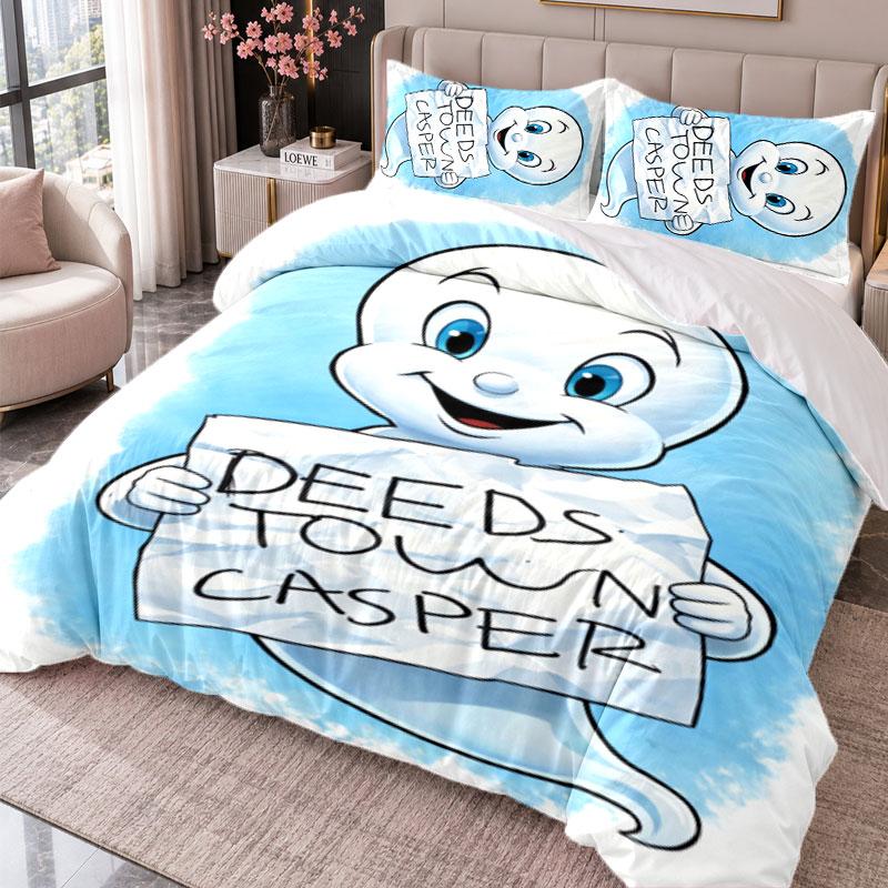 Casper the Friendly Ghost 3Pcs Bedding Set Duvet Cover With Two Pillowcases For Bedroom Home Decoration