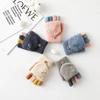 Winter Warme Halbfinger-Klapphandschuhe Gestrickt Kreative Studenten Niedlich Bestickt Regenbogen Schreiben Radfahren und Niedlichkeits-Handschuhe