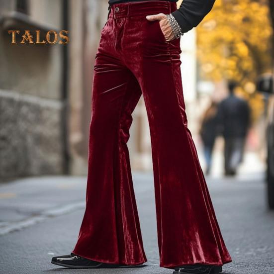 Herren Schlaghose aus Samt im Retro-Stil der 70er Jahre Disco-Outfit, lässige, locker sitzende Party- und Straßen-Schlaghose für den Alltag, Straßen- und Büropartys