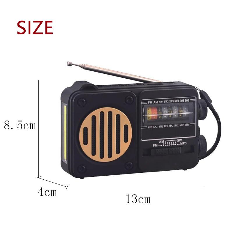 Portable Solar Radio Audio Multi-band Antenna FM Card U Disk Lighting