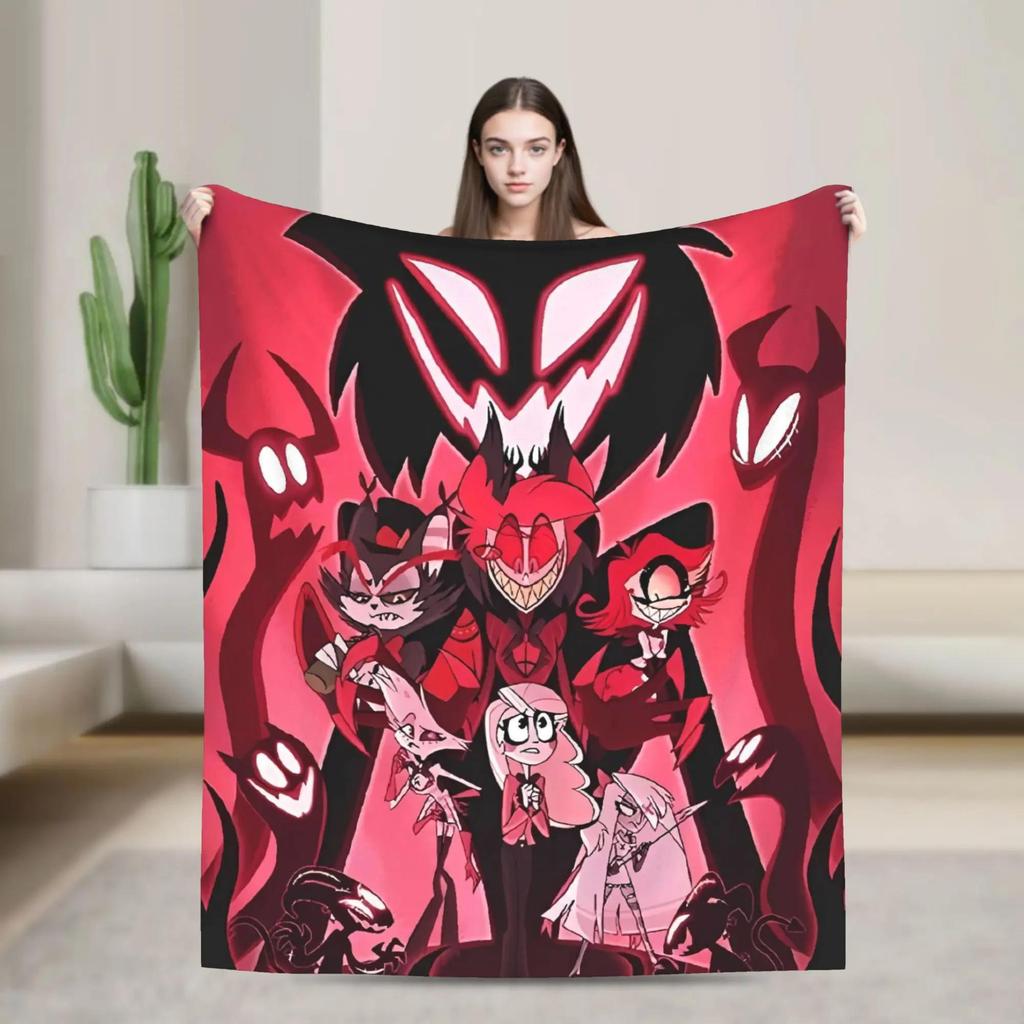 VOX HHazbin Hotel Alastor Game Blanket Warm Soft Plush Throw for Outdoor Travel Flannel Bedspread Cover