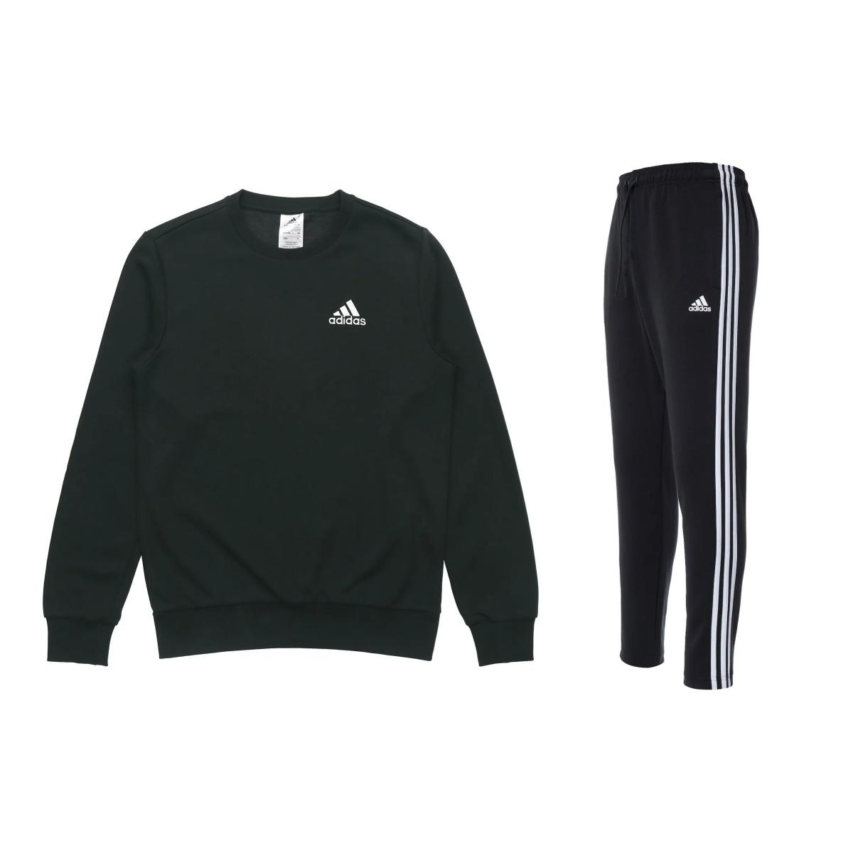 

Adidas Training Retro Knit Long Sleeve Top Comfortable Mid Waist Outdoor Pants Casual Sports Set Men Sports Set Black GK9094+FK6884 S