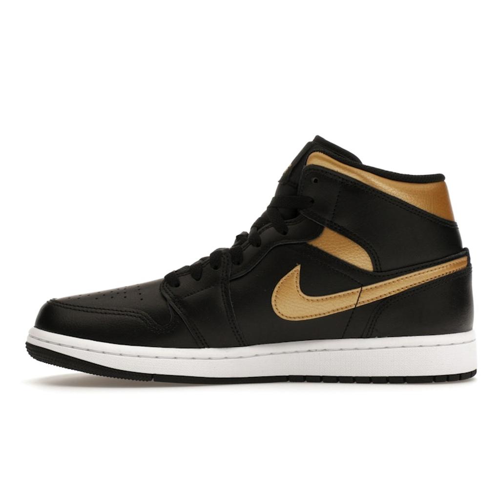 Air Jordan 1 Mid Svart Metallisk Gull Herre Sneakers Hvit DQ8426-071