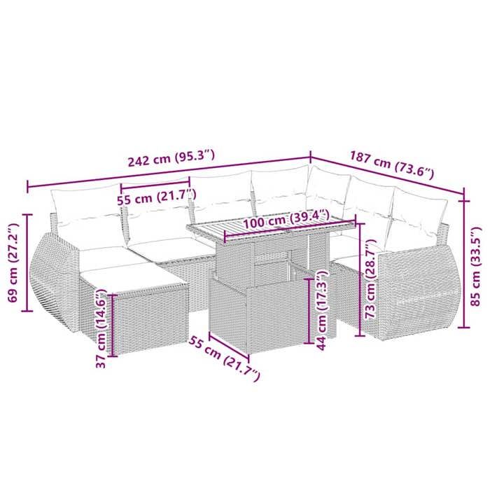 VidaXL Garden Lounge Set with Cushions 8 Pcs, Patio Sofas, Patio Furniture Set, Outdoor Furniture, Beige 3275830