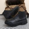 New Thick Bottom Chelsea Boots for Men Fashion Brand Ankle Boots Comfortable Genuine Leather Man Motorcycle Boots High Top Shoes