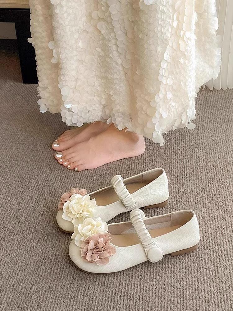Nische Feenwind flacher Mund einzelne Schuhe Damen 2025 Herbst neu Retro Blume sanfte Abendschuhe Mary Jane Damenschuhe