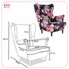 ARI PRINT Scandinavian Family Furniture Wing Chair, Floral, Stylish, Velvet