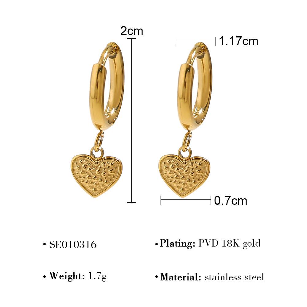 Vintage Heart Shaped Diamond Studded Hoop Earrings With Pendant Elegant Fashion Women's Ear Jewelry