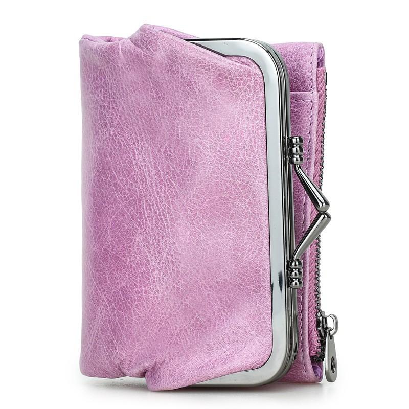 

Женский короткий кожаный кошелек из натуральной кожи, RFID, антимагнитный, повседневный, с железной петлей, многофункциональный 10x3x13