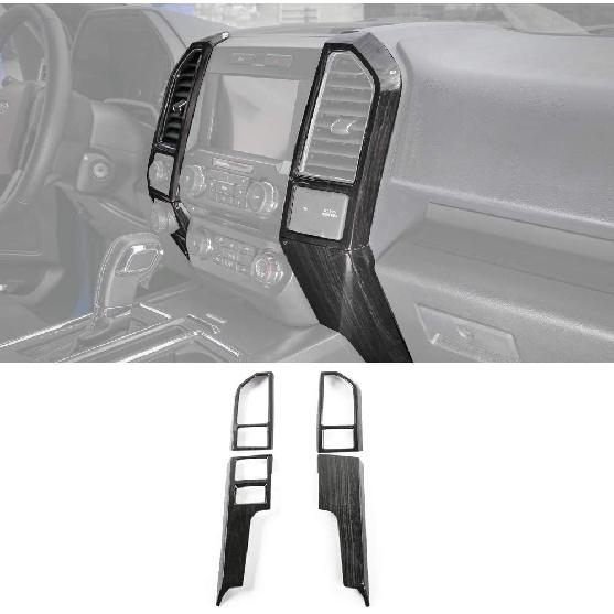 Voodonala for F150 Black Wood Grain Center Console Dash Air Conditioning Vent Panel Cover Trim Fit for Ford F150 2015-2020 & for 2017-2022