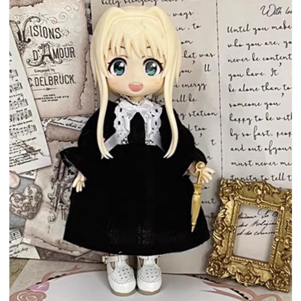 rakulifey Obitsu 11 Costume, One-Piece Dress, Clothing, OB11 Size Clothes, 11cm Obitsu Body Accessories, Lolita Clothes (Blue)