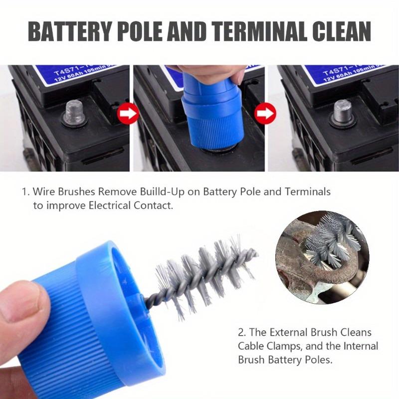 2 in 1 Battery Terminal Brush for Side & Top Car Battery Post Terminal Cleaner Dirt Corrosion Brushes Hand Tool.
