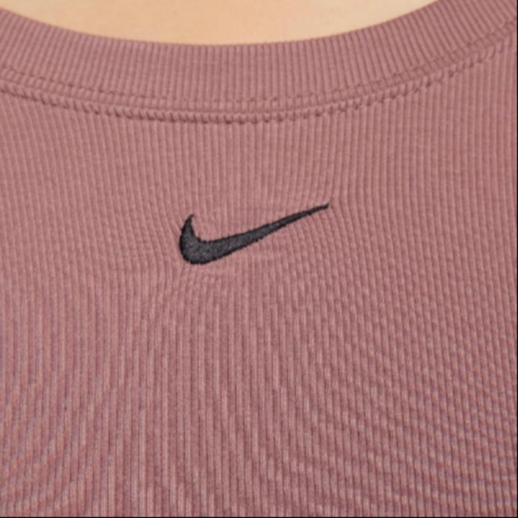 Nike Solid Color Crew Neck Short Casual Long Sleeve Cropped T-Shirt Women Tops Smoky-Purple FN3662-208