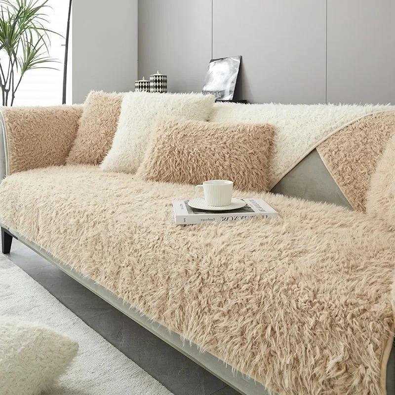 Warme isolierte Plüsch lange Plüsch-Sofa-Decke Möbel Einheitsgröße für alle Ecken rutschfeste Sofa-Matte extra dick Kälte-Saison Sofa-Abdeckung Lounge-Bereich 70x70cm 1pcs gray