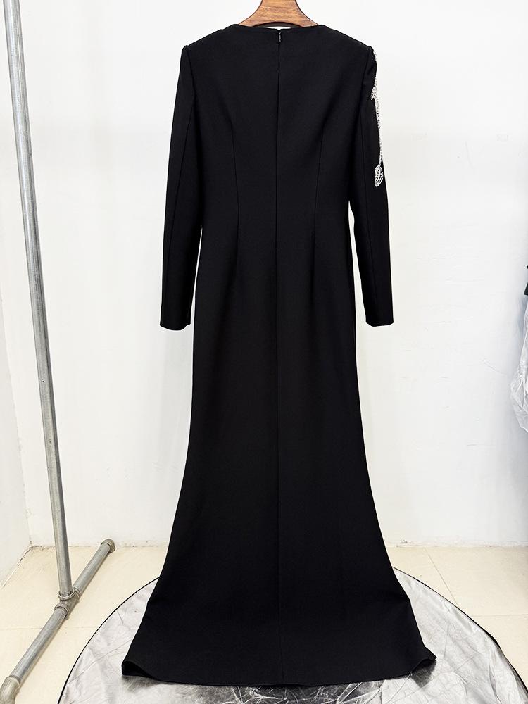 In Stock 2026 Celebrity Fashion Evening Gown: Heavy Embroidery & Rhinestone Long Dress
