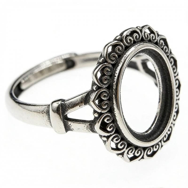 Adjustable Open Ring Women Men Copper Heart Shape Hollow Vintage Style With Amber Turquoise Red Agate Setting