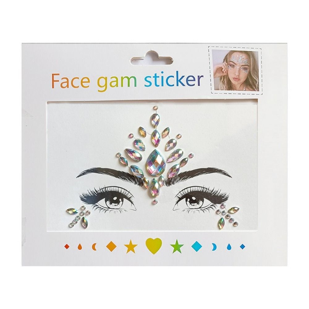 Fashion 3D Face Tattoo Crystal Sticker Fake Tattoo Temporary Tattoo Sticker  Girls
