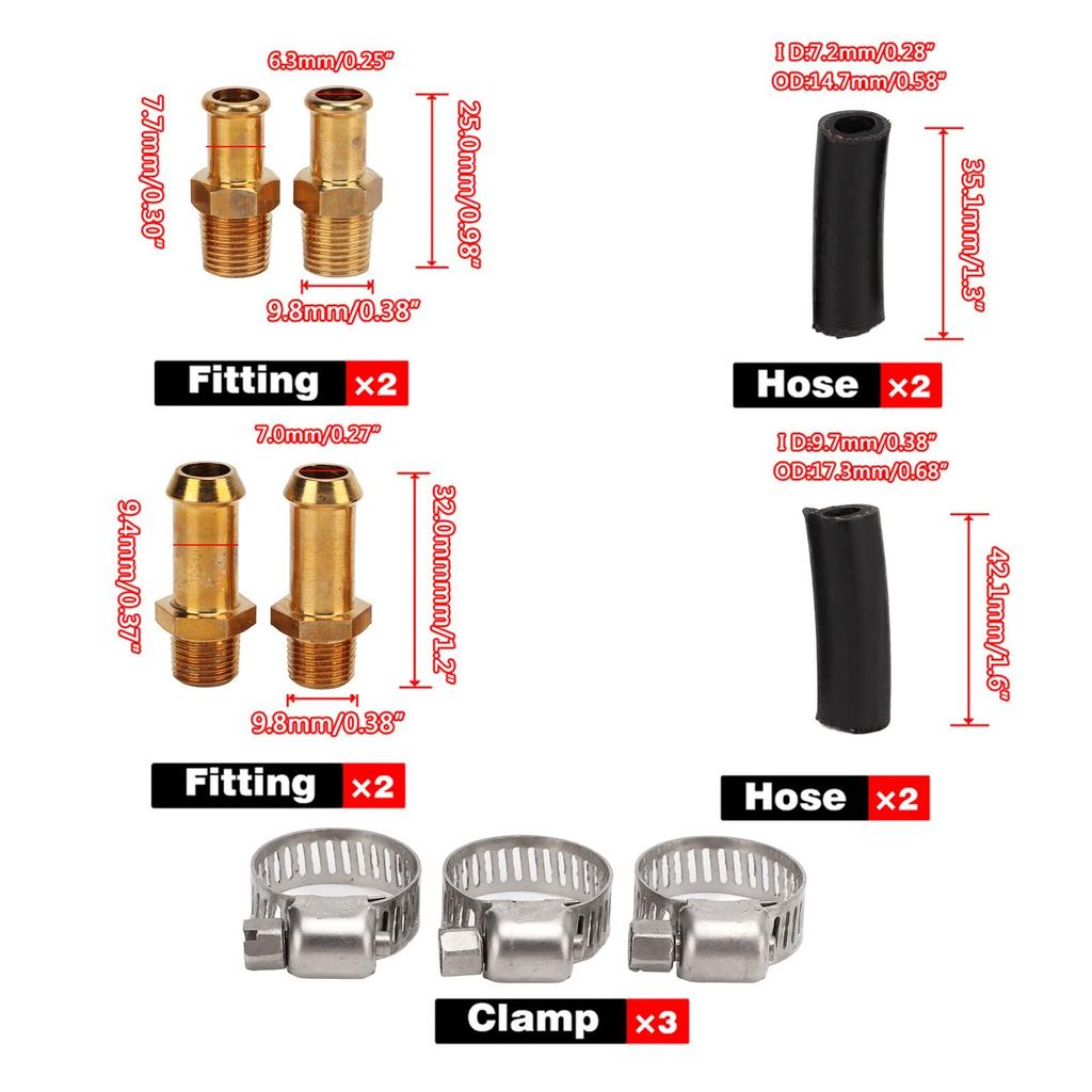 Manual 5 Psi Adjustable Fuel Regulator Kit for Carburetor Engines with 8mm/0.3" Fittings, Perfect for General Purpose Vehicle Modification