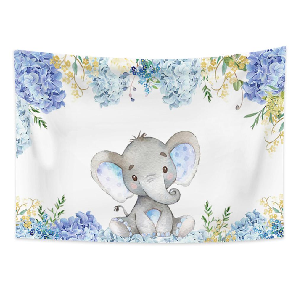 Kawaii Cartoon Elephant Tapestry Wall Hanging Flower Butterfly Tapestry Wall Art Decor Living Room Bedroom Room Home Decor