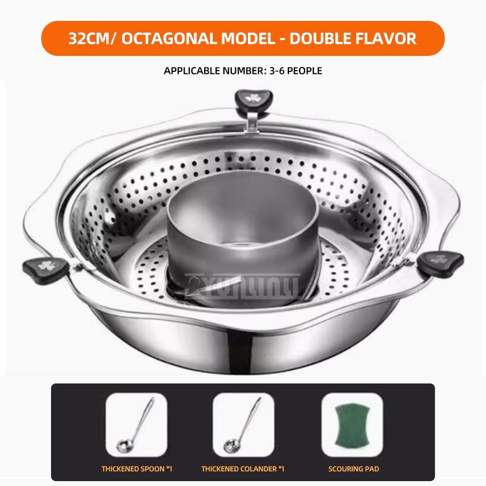 

Stainless Steel Hot Pot Cooker Rotary Lifting 32cm Fondue Pots with 2 Flavors Estufa Sauce Pan Panela De Elétrica бурі кольору