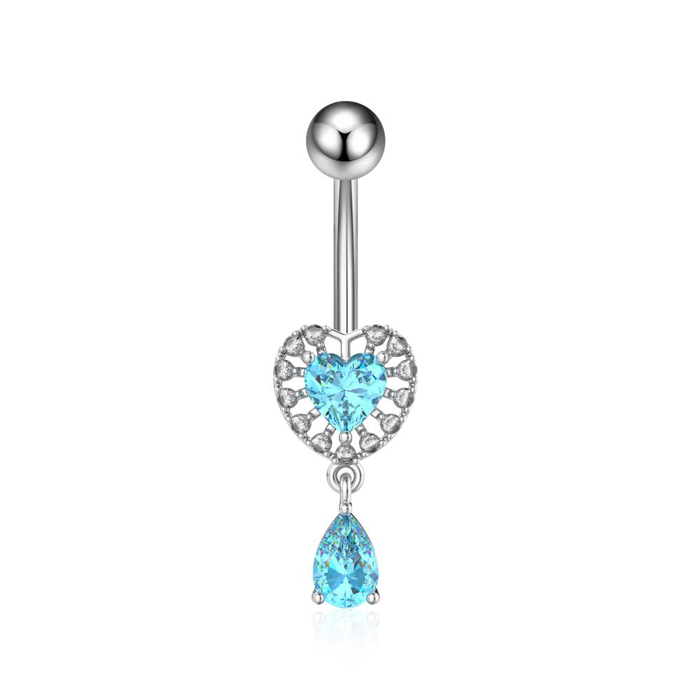 14G Heart Flower Shaped Navel Piercing Water Drop Belly Button Piercing Pendant Belly Piercing Women Jewelry