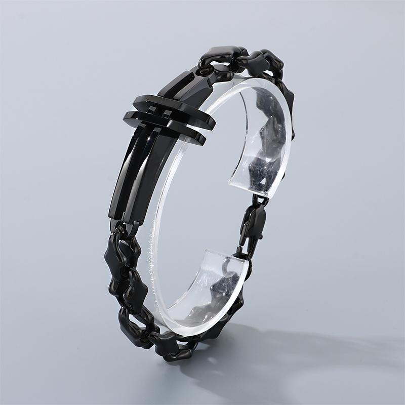 Polished Gold Color Stainless Steel Cross Bracelet for Men Women Irregular Chain Minimalist Religious Symbol Jewelry for Daily