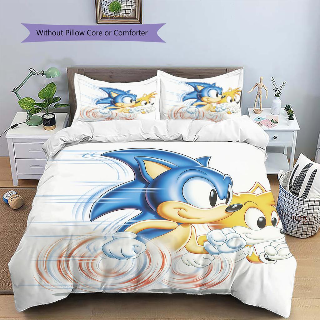 Sonic the Hedgehog3 Pattern Bedding Quilt Set Home Decoration Gift (1 * Duvet Cover + 2 * Pillowcase Without Core)