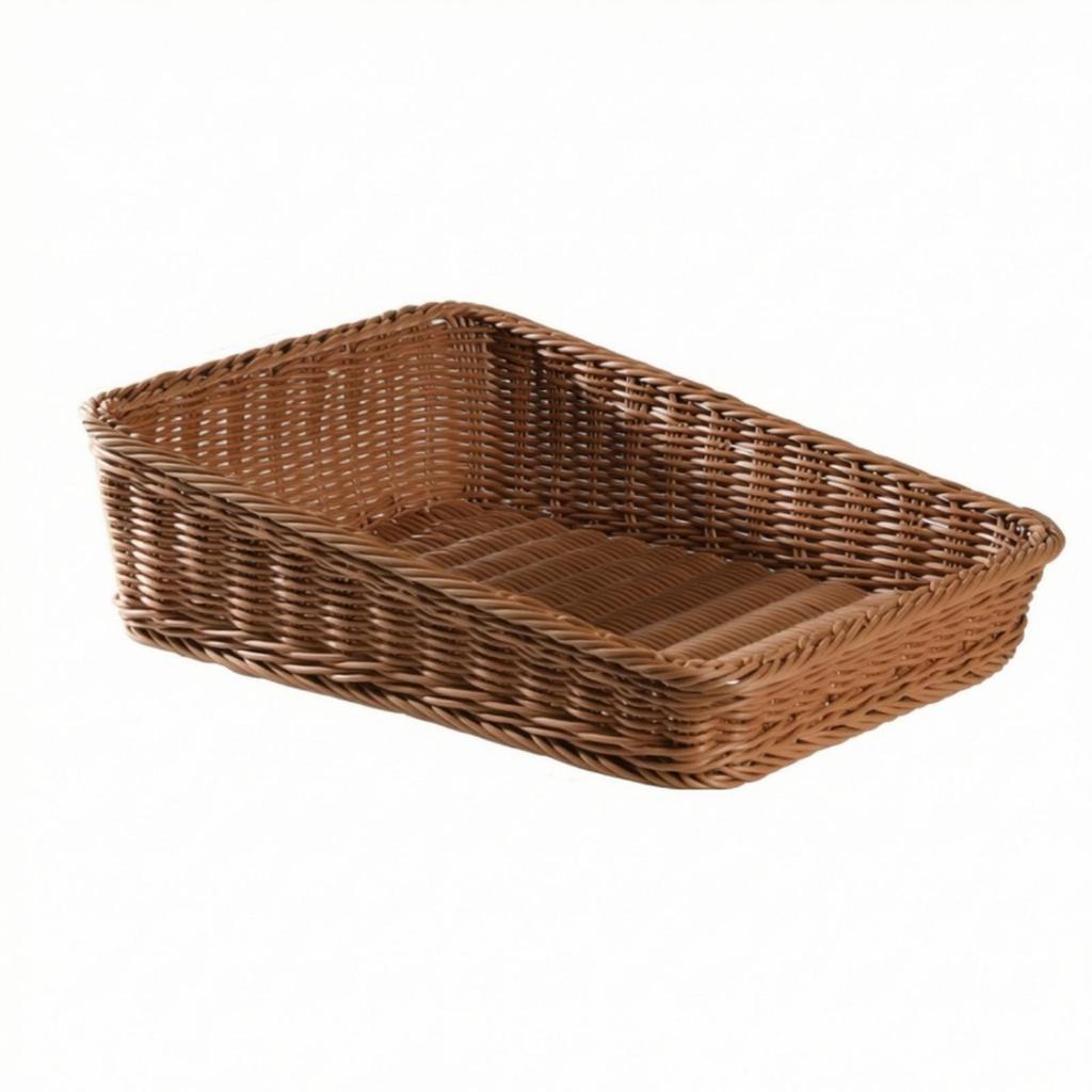 Rattan Basket Open-Top Weave Storage Shallow Organizer Tray for