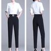 Trouser Suits Solid Color High Waisted Pockets Elastic Letter Sashes Rivet Casual Women's Clothing Spring Autumn Pants