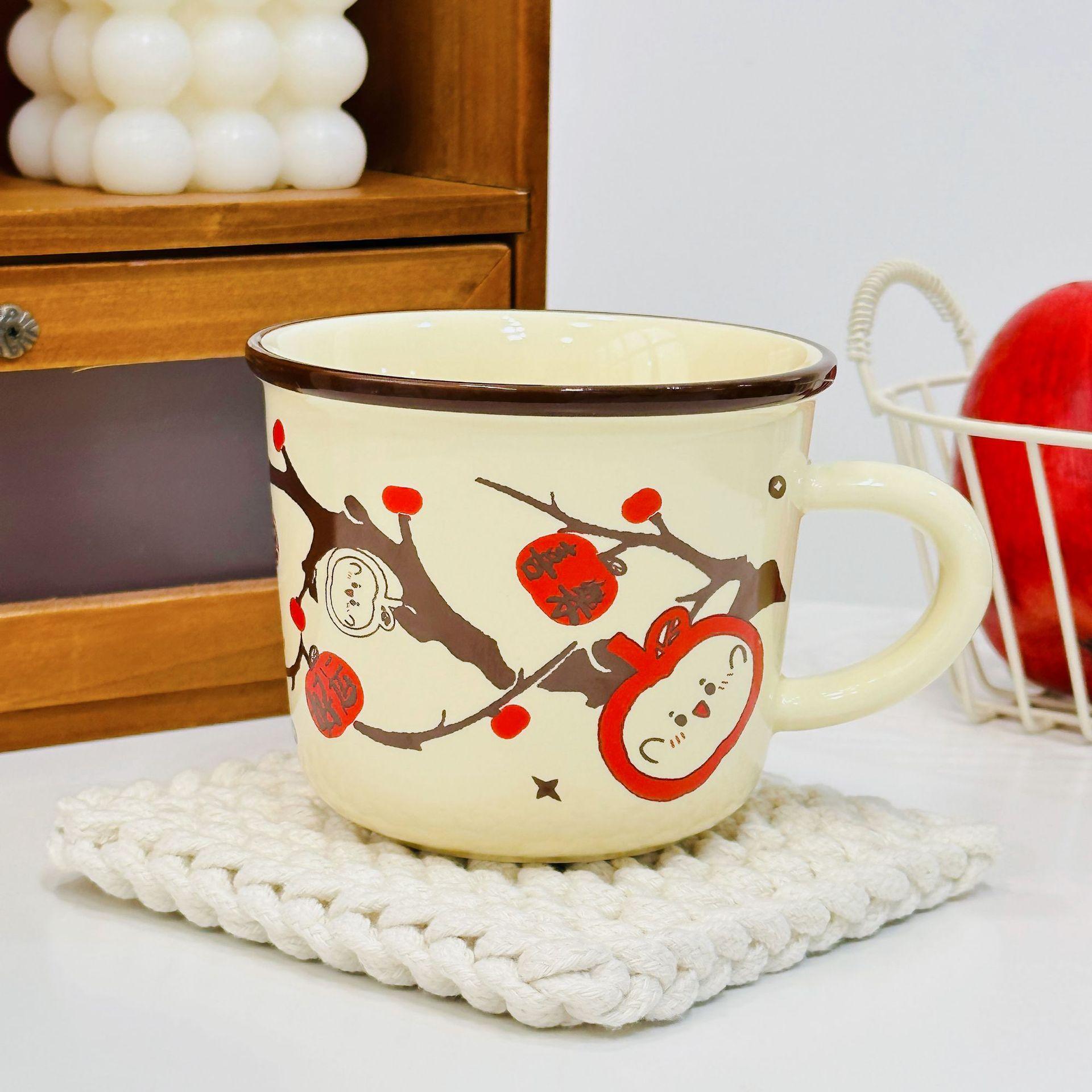 Компактная девушка с крышкой и ложкой Керамическая кружка DIY Уникальная индивидуальность Кружка для воды Домашний набор Кружка Семейная Фарфоровая кружка 400ML